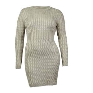 NEW Calvin Klein Crew Neck Cable Knit Sweaterdress